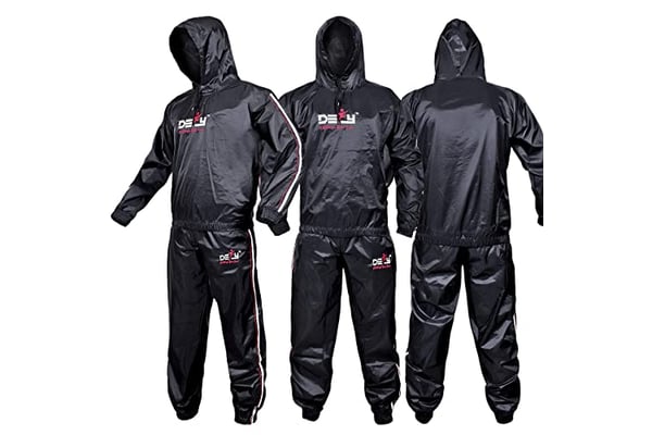 DEFY Heavy Duty Sweat Suit Sauna Exercise Gym Fitness Workout Anti-Rip with Hood
