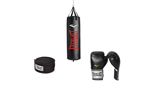Everlast 100 LB Nevatear Heavy Bag Boxing Kit with Gloves and Hand Wraps
