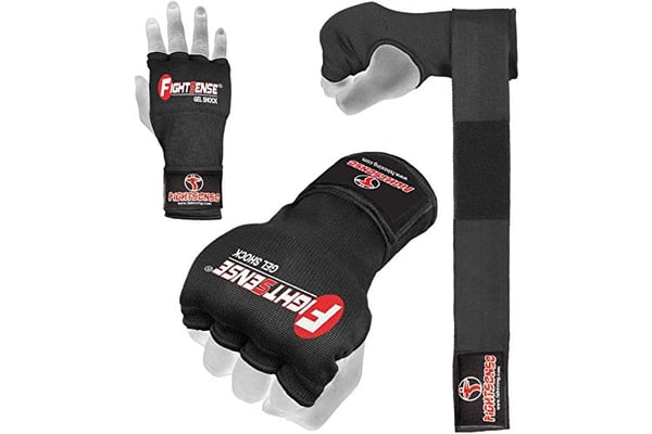 FIGHTSENSE Padded Gel Inner Boxing Gloves for Men and Women with Long Elasticated Hand Wraps for Punching