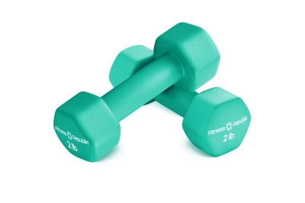 Fitness Republic Neoprene Dumbbells 2 Pair, Anti Roll, Non Slip, Hex Shaped Workout Hand Weights