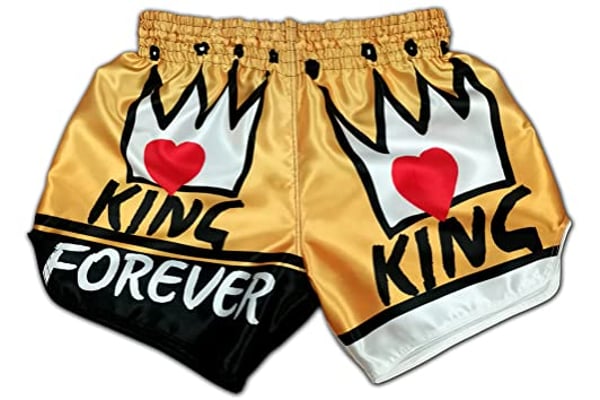 King Forever Men's Muay Thai Fight Shorts Boxing Trunks Thaiboxing Kickboxing MMA Mixed Martial Arts Pants (S)