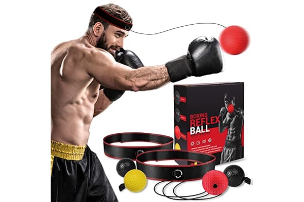 Boxing Reflex Ball for Adults and Kids - React Reflex Balls on String with  Headband, Carry Bag and Hand Wraps - Improve Hand Eye Coordination
