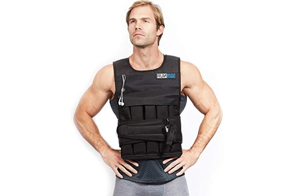 RUNmax 12Lbs-140Lbs Weighted Vest with Shoulder Pads, 60 lb, Black