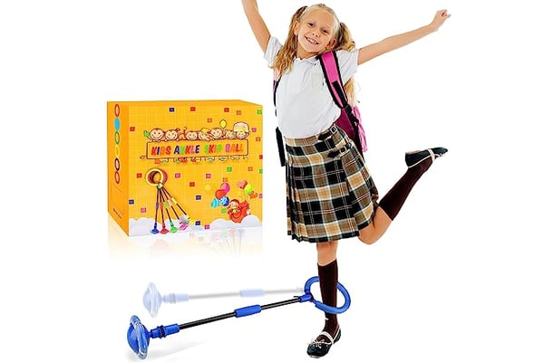 Skip Ball for Kids, Foldable Colorful Flashing Wheel Ankle Skip it Swing Ball
