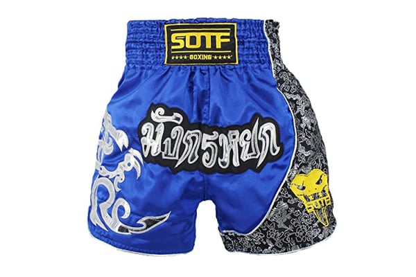 SOTF Muay Thai Fight Shorts for Kids Men Elastic Waist Kickboxing MMA Shorts