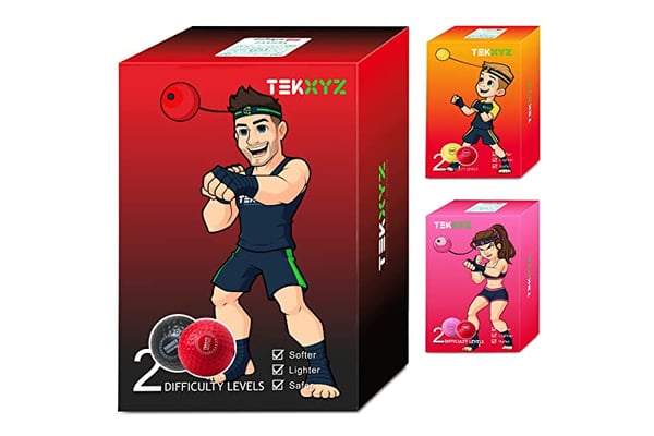 TEKXYZ Boxing Reflex Ball, 2 Difficulty Levels Boxing Ball with Headband