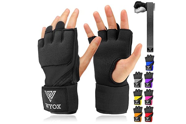 WYOX Gel Quick Hand Wraps for Boxing MMA Kickboxing - EZ-Off & On - Padded Knuckle with Wrist Wrap Protection for Men Women Youth